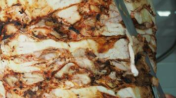 rotating traditional gyros meat close up video