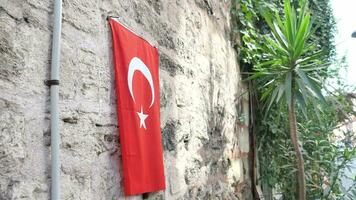 Turkish flag hanging on the window video