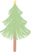 Noël arbre, mignonne de fête pin avec décoration dessin animé griffonnage png
