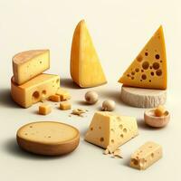 Delicious pieces of cheese with isolated background generative ai photo