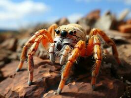 Close-up highly detailed MACRO shot of the spider generative ai photo