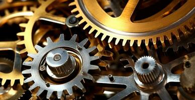 Mechanism, gears and cogs at work. Industrial equipment - AI generated image photo