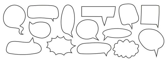 Speech bubbles set. Vector illustration isolated on white background. Doodle style hand drawn sketch.
