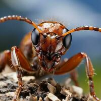 Close-up highly detailed MACRO shot of the ant generative ai photo