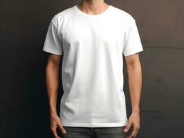 male t-shirt mockup, oversized white t-shirt generative ai photo