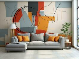 Abstract seamless pattern geometric shape sleek and modern interior graphic pattern for a living room accent wall generative ai photo