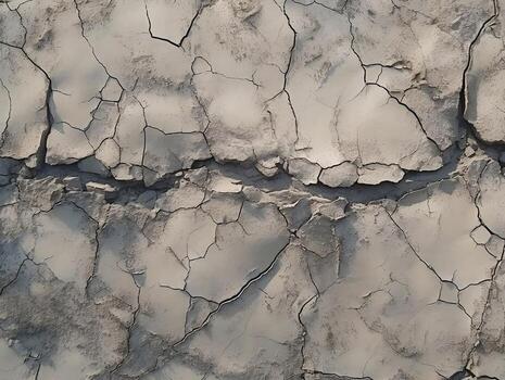 suelo grietas parte superior ver terremoto agrietamiento agujeros arruinado tierra superficie aplastada textura generativo ai foto