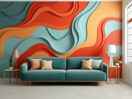 Abstract seamless pattern geometric shape sleek and modern interior graphic pattern for a living room accent wall generative ai photo
