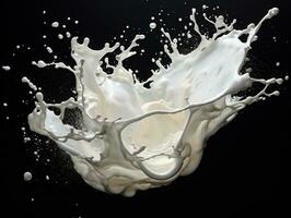 Milk or yogurt splash flying through the air food photography generative ai photo