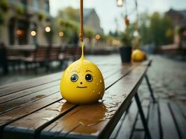 Yellow sad emoji with isolated background generative ai photo