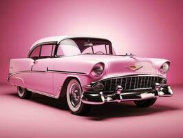 Classic car pink wallpaper generative ai photo