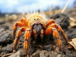Close-up highly detailed MACRO shot of the spider generative ai photo