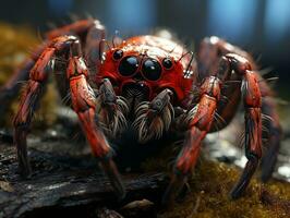 Close-up highly detailed MACRO shot of the spider generative ai photo