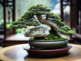 Beautiful potted bonsai ornamental plants generative ai photo