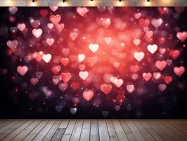 Valentine's Day background with heart-shaped bokeh lights generative ai photo