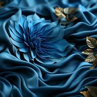 High-quality blue fabric with many beautiful details generative ai photo