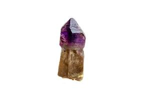 Macro Mineral Stone Amethyst together smoky quartz, rauchtopaz on a white background photo