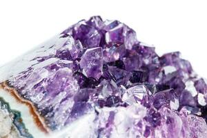 Amethyst Crystal Druse  macro mineral on white background photo