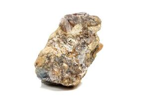 Macro mineral stone Corundum in rock a white background photo