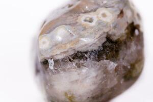 Macro mineral stone Jasper oceanic on a white background photo