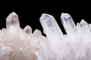 Macro Mineral Stone Rhinestone in Crystals on a Black Background photo