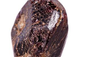 Macro of a mineral garnet stone on a white background photo