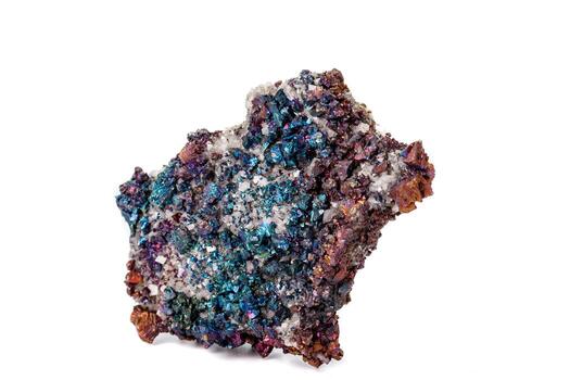 macro mineral Roca calcopirita en un blanco antecedentes foto