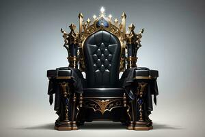 Royal throne isolated on transparent background. Dark gothic throne. Majestic throne, Generate Ai photo