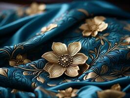 Close-up shot of an artisan silk handkerchief generative ai photo