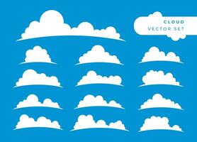 Silhouette of modern flat cumulus cloud design set vector