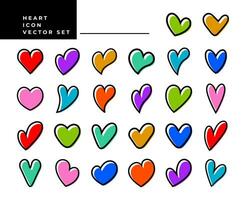 Colorful line flat love heart icon logo design set vector