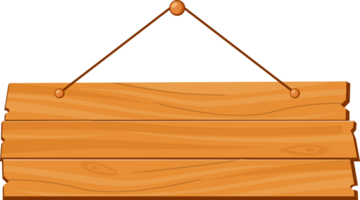 suspensão madeira borda sinal, rústico desenho animado placa de sinalização ou Painel publicitário, aviso prévio e em formação tema png