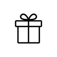 Gift box with ribbon line icon. Present gift box vector icon.