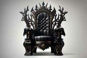 Royal throne isolated on transparent background. Dark gothic throne. Majestic throne, Generate Ai photo