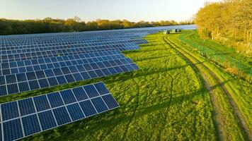 Solar power farm in the evening. photo
