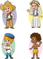 vector illustration of multicultural kids