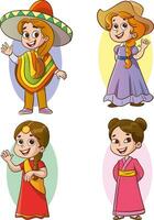 vector illustration of multicultural kids