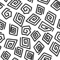 Black and white patten with black swirl doodles vector