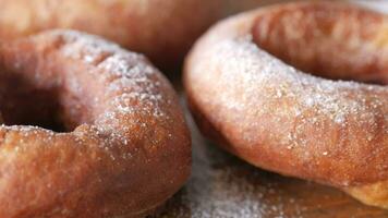 chocolate donuts on plate with copy space video