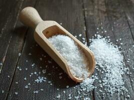 Salt on wooden Table photo