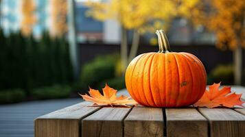 Portrait pumpkin on the table AI Generative photo