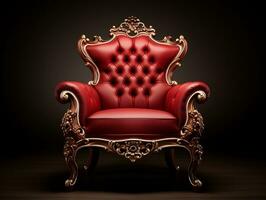 Luxurious red classic-style baroque seat armchair generative ai photo