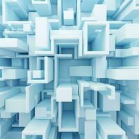 Beautiful futuristic Geometric background textured intricate 3D wall in light blue and white tones generative ai photo