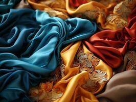 Handcrafted luxurious fabric weaves, velvet, fashionable  luxury designs generative ai photo