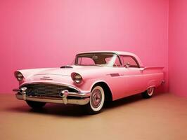 Classic car pink wallpaper generative ai photo