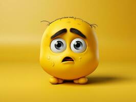 Yellow sad emoji with isolated background generative ai photo