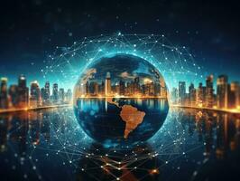 abstract technology background depicting network communications photo