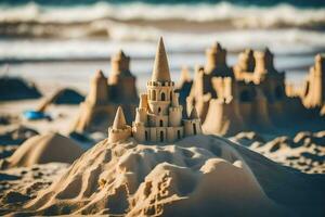 sand castles on the beach. AI-Generated photo