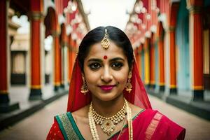 a beautiful indian woman in traditional attire. AI-Generated photo