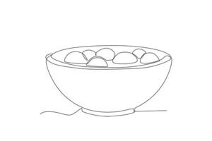 Side view of a bowl of tangyuan vector